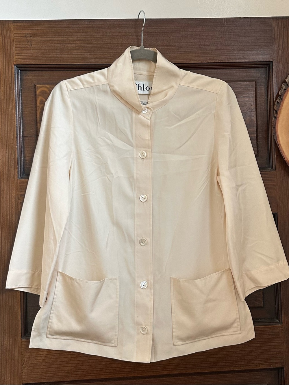 Vintage Chloe Saks Fifth Avenue Cream Button Down Collared Tunic